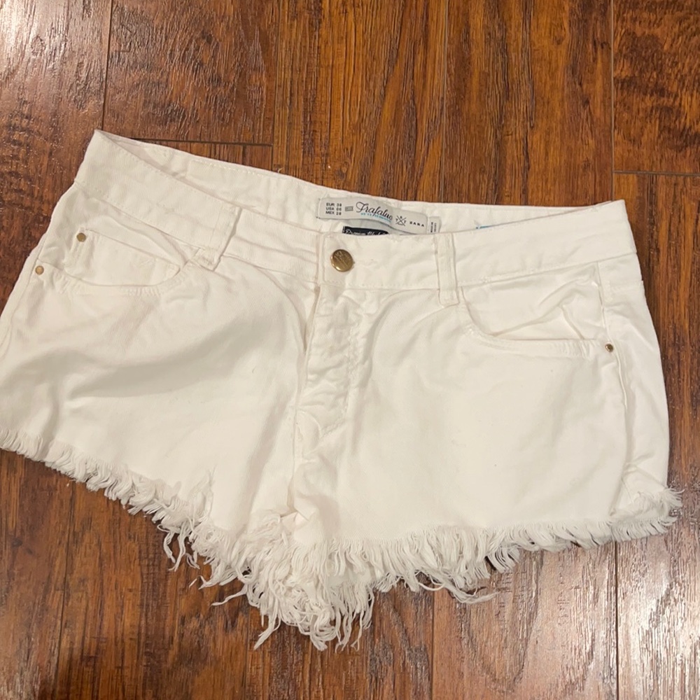 White cutoff jean shorts